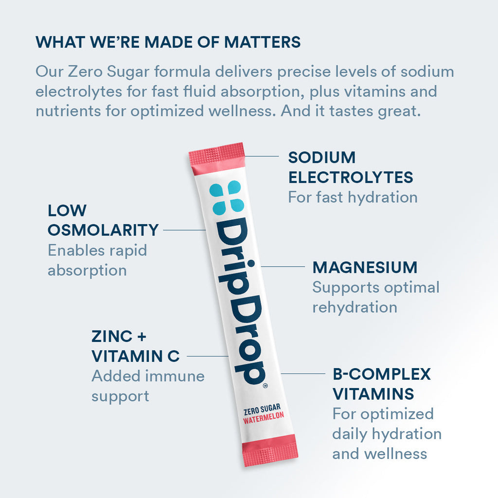 DripDrop Zero Sugar Classic Variety Pack Electrolyte Powder, 8 oz sticks, 16 count