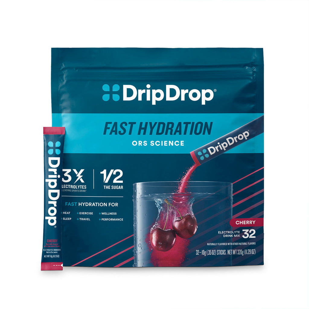 DripDrop Cherry Electrolyte Powder, 8 oz sticks, 32 count